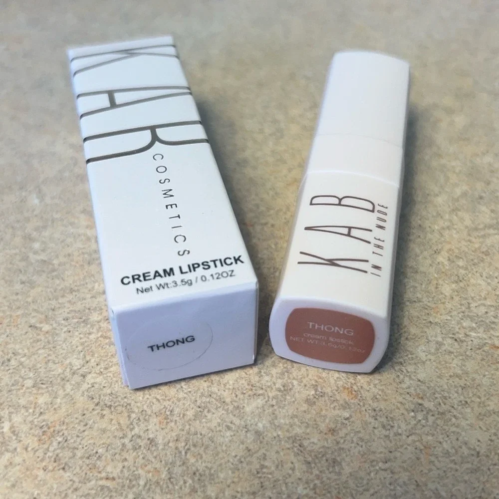 KAB Cosmetics Cream Lipstick Shade Thong Peachy Nude Satin Finish NEW‎